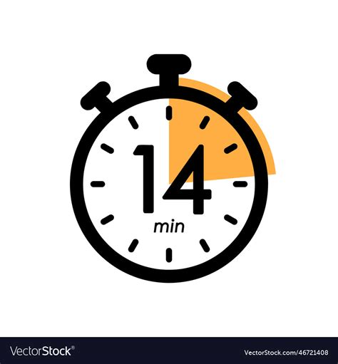 Fourteen minutes stopwatch icon timer symbol Vector Image