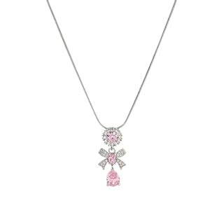 Buy SALTY Anemone Pink Crystal Bow Necklace for Women & Girls | Neck ...