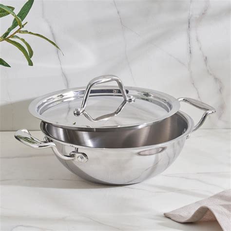 Buy Valeria Carin Stainless Steel Kadhai with Lid - 18cm from Home ...