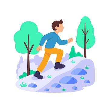 Climbing man climbing tree in forest adventure | Premium Vector