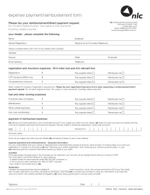 Nlc Reimbursement Form - Fill and Sign Printable Template Online