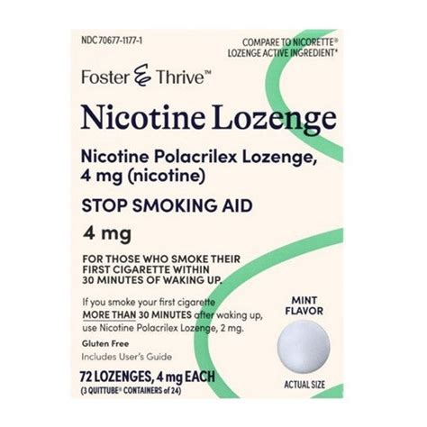 Buy Foster And Thrive Nicotine Lozenges Mint 4 Mg 72 Count Online at ...