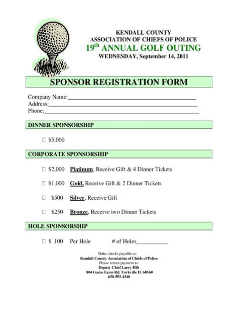 Fillable Online 2011 Golf Outing Sponsor Form.doc Fax Email Print ...