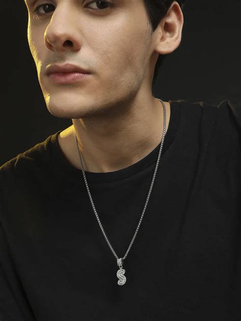 Embellished S Alphabet Pendant Necklace