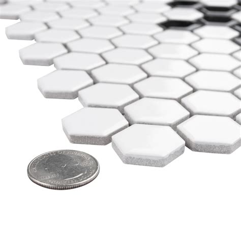 Affinity Tile Metro 1 in. Hex Glossy White Snowflake 10-in x 12-in ...