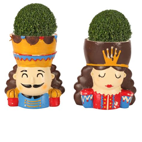 SpaceinCart Cute Resin King & Queen Combo Succulent Plant Pot Desktop ...
