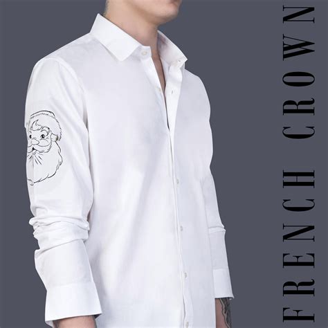 Bright White Casual Plain-Solid Premium Cotton Christmas Shirt For Men