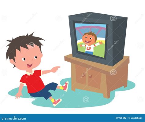 Kid watching TV stock illustration. Illustration of programs - 9354421