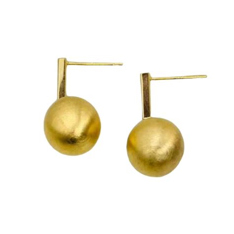Gold Plated Drop Earrings With Golden Pearl | Gold Drop Earrings For W ...