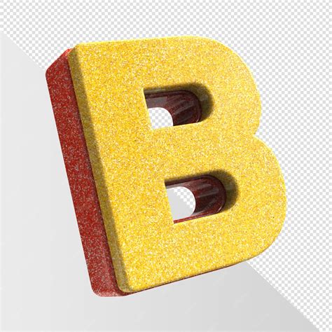 Premium PSD | A yellow and red b letter with glitter.