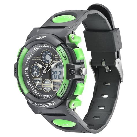 Buy Online SF Quartz Analog Digital Black Dial PU Strap Watch for Men ...