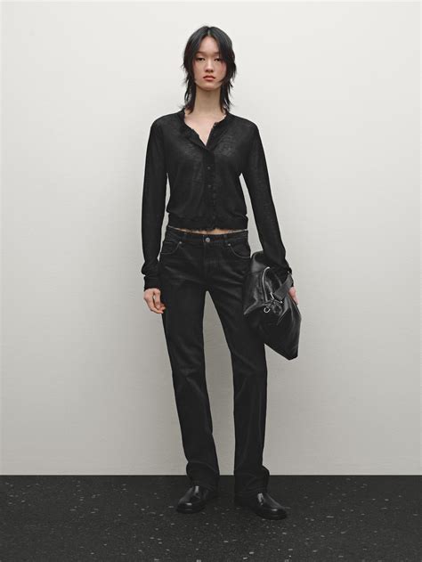 Low-rise straight-leg jeans · Black, Blue, Cream · Dressy | Massimo Dutti