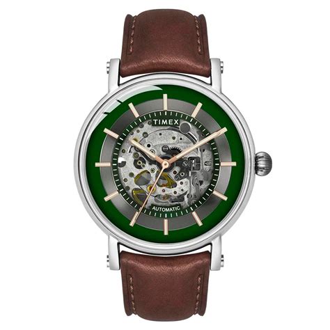 Timex E Class Men's Green Dial Round Case Automatic Watch