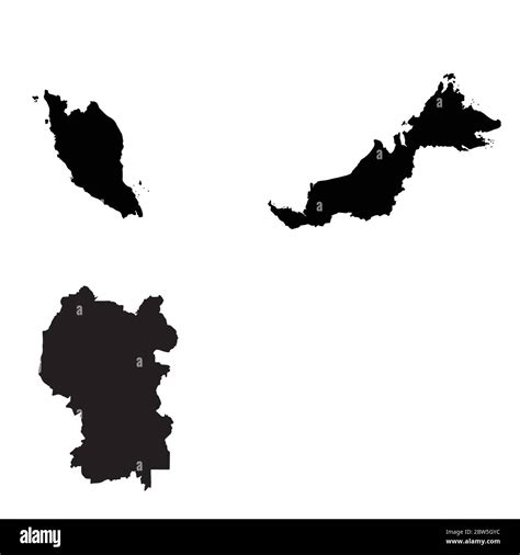Vector map Malaysia and Kuala Lumpur. Country and capital. Isolated vector Illustration. Black ...