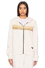 Aviator Nation 5 Stripe Zip Hoodie in Vintage White & Sand | REVOLVE