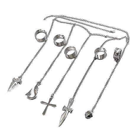 Buy Metal Kurapika 5 Rings Chain Bracelet Jewellery Rings Cosplay Anime ...