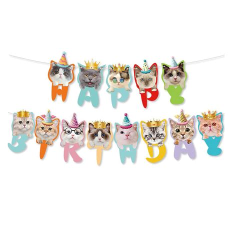 Cat Happy Birthday Banner Pet meow Party Decoration | Ubuy India