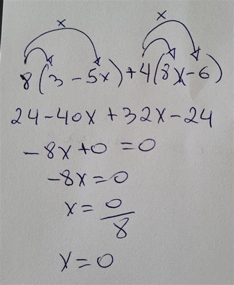8(3-5×)+4(8×-6 qual resultado? - brainly.com.br