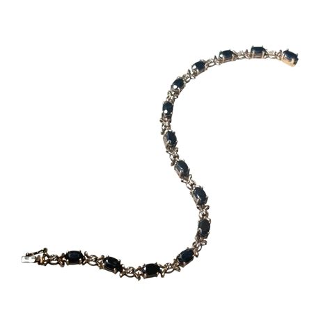 vintage 9ct gold Sapphire & Diamond tennis bracelet | NOIR ONLINE