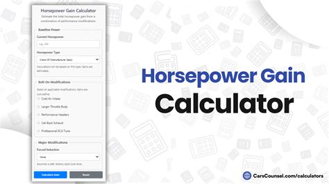 Horsepower Gain Calculator – CarsCounsel
