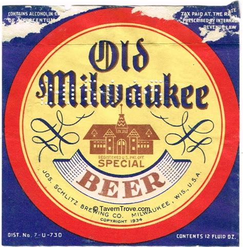 Item #3039 1934 Old Milwaukee Special Beer Label WI316-OMS-c