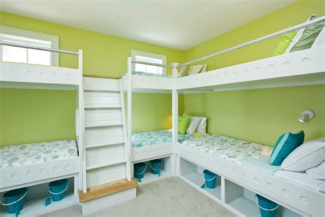 绿色房间双层儿童床布置 _土巴兔装修效果图