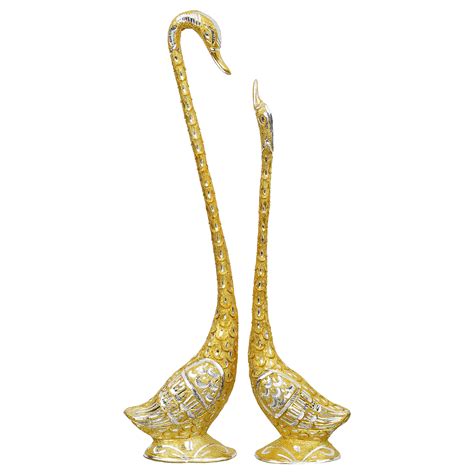 Golden Kissing Swan Couple Handcrafted Decorative Metal Figurine ...