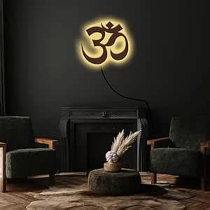 DEKORSTATION Laser Cut Om Symbol Wooden Brown Decorative LED Backlit ...