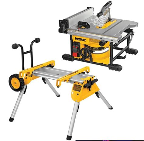 DeWALT 8.25" Corded Portable Jobsite Table Saw + Aluminum Rolling Table ...