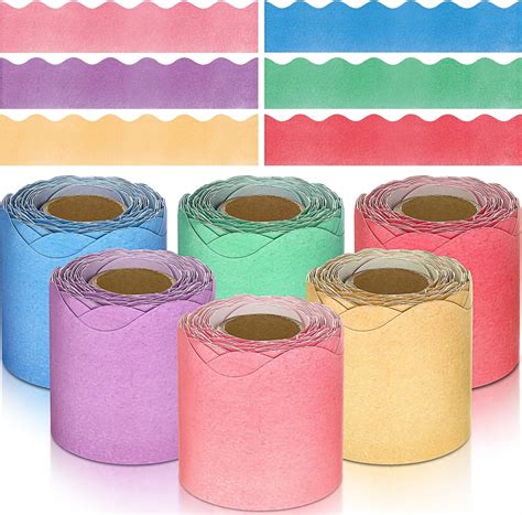 Buy 6 Rolls 196.8 ft Colorful Classroom Borders for Bulletin Board ...