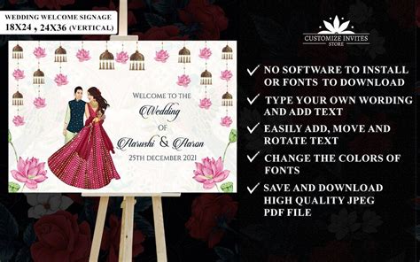 Buy Hindu Wedding Indian Couple Signage, Welcome Wedding Sign & Indian ...