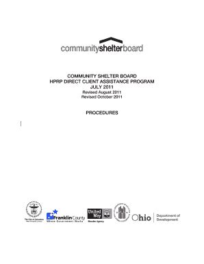 Fillable Online Community shelter board hprp direct client assistance ...