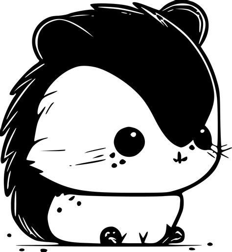 Cute Animal, Black and White Vector illustration 23542525 Vector Art at ...