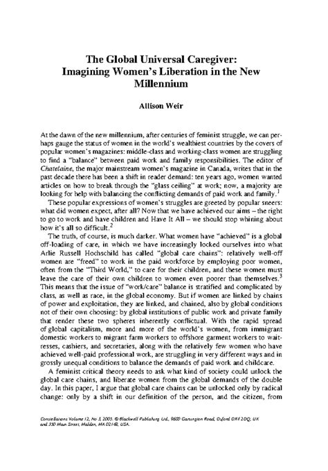 Weir, Allison. The global universal caregiver Imagining women's ...