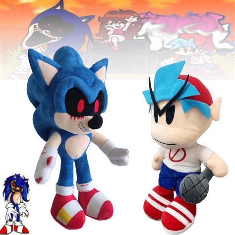 Buy Sonic EXE Plush, FNF Boyfriend Plushies, 2Pcs Soft Plush Stuffed ...