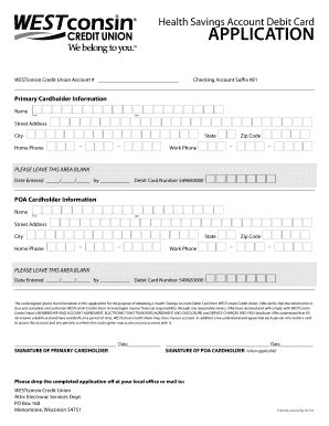 Fillable Online Health Savings Account Debit Card APPLICATION Fax Email ...