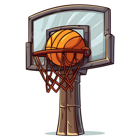 Basketball Hoop Vector, Sticker Clipart Cartoon Basketball Hoops On A ...
