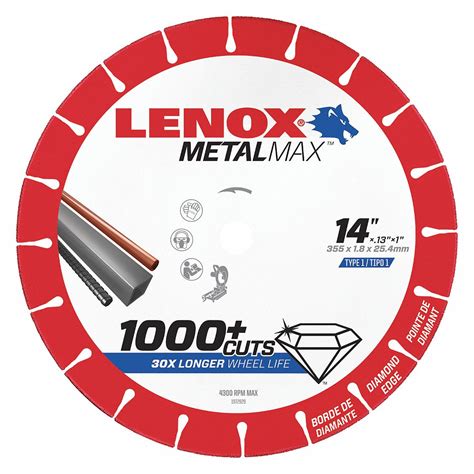 LENOX, 14 in Blade Dia., 1 in Arbor Size, Diamond Saw Blade - 48RX06 ...