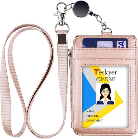 Teskyer ID Badge Holder with Retractable Lanyard, 4 Card Slots, Premium ...
