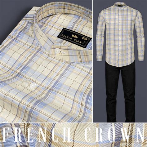 Indian Khaki with Gull Gray and Shadow Brown Casual Checks Plaid ...