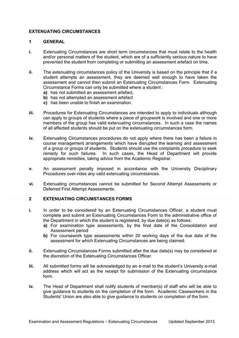 Extenuating Circumstances Definition