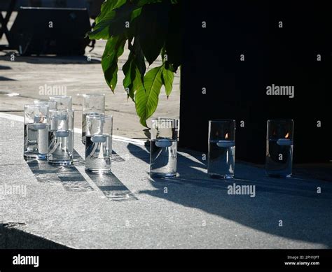 Nashville, USA. 29th Mar, 2023. Candles before a vigil at Public Square ...