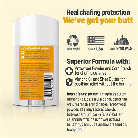 Anti Monkey Butt Anti Chafing Stick 1.7oz with Shea Butter & Almond Oil ...