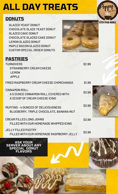 Menu at Poppy's Coffee House, New Madrid