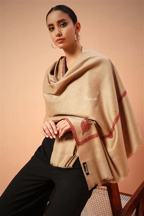 Pashtush Womens Kashmiri Hand Embroidery Shawl, Woollen, Kingri ...