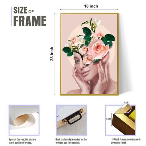 Luxury Wall Art Floating Gold Frame Canvas Painting (23 x 18 inch) (BE ...