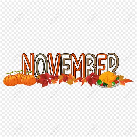 November Clip Art Pumpkin And Autumn Leaves, Pumpkin PNG, November PNG ...
