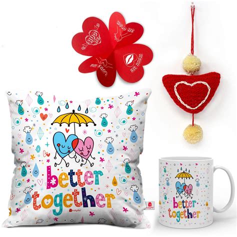 Buy Indigifts Valentines Day Better Together Quote Heart Emoticons ...