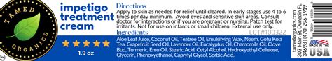 Buy Impetigo Treatment Natural Topical Relief Cream by Tamed Organics ...
