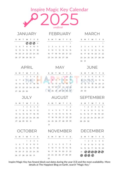 Disneyland Magic Key Calendars